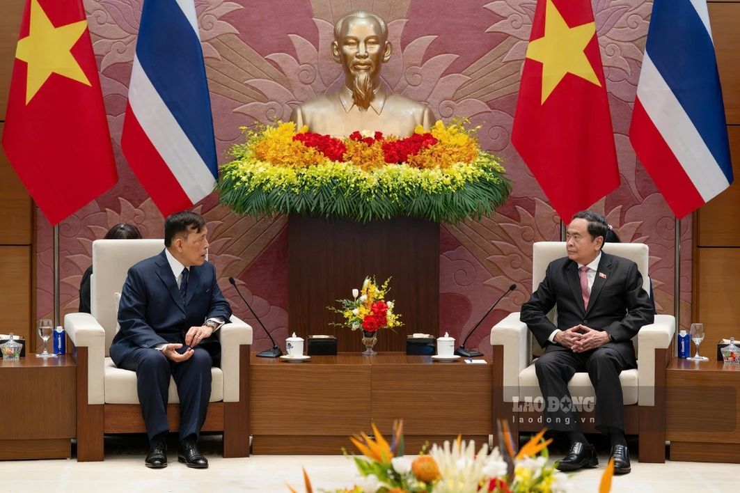 Ủy viên Bộ Chính trị, Chủ tịch Quốc hội Trần Thanh Mẫn hội kiến Nhà vua Thái Lan Maha Vajiralongkorn Phra Vajiraklaochaoyuhua. Ảnh: Hải Nguyễn