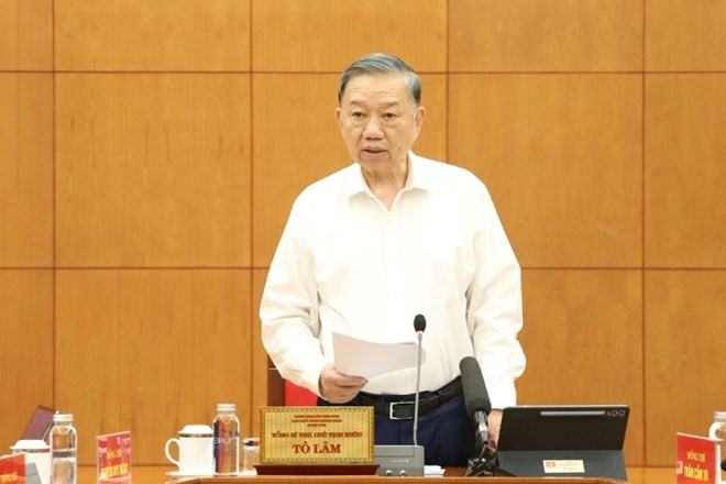Tổng Bí thư, Chủ tịch nước Tô Lâm chủ trì phiên họp thứ hai của Thường trực Ban Chỉ đạo Trung ương về Tổng kết thực tiễn và nghiên cứu sửa đổi, bổ sung Điều lệ Đảng. Ảnh: Cổng TTĐT Đảng Cộng sản Việt Nam