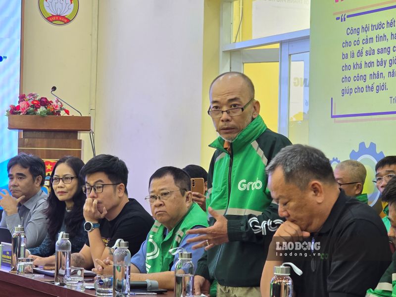 Trung tâm Tư vấn và hỗ trợ người lao động Công đoàn TPHCM tổ chức hội thảo để tài xế xe công nghệ chia sẻ thực trạng việc làm, thu nhập, đời sống và bày tỏ tâm tư, nguyện vọng. Ảnh: Nam Dương (chụp tháng 9.2026).