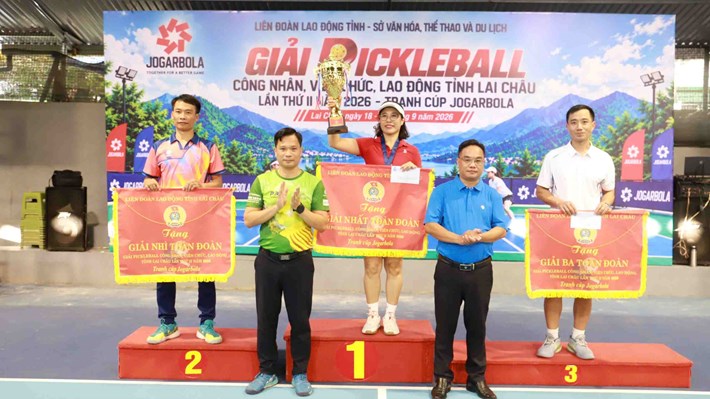Lai Châu bế mạc giải Pickleball công nhân, viên chức, lao động lần thứ II. Ảnh: LĐLĐ tỉnh Lai Châu