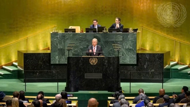El Secretario General de las Naciones Unidas, António Guterres, pronuncia el discurso de apertura de la sesión de debate de alto nivel de la 81a Asamblea General de las Naciones Unidas. Foto: Sitio web de la Asamblea General de las Naciones Unidas