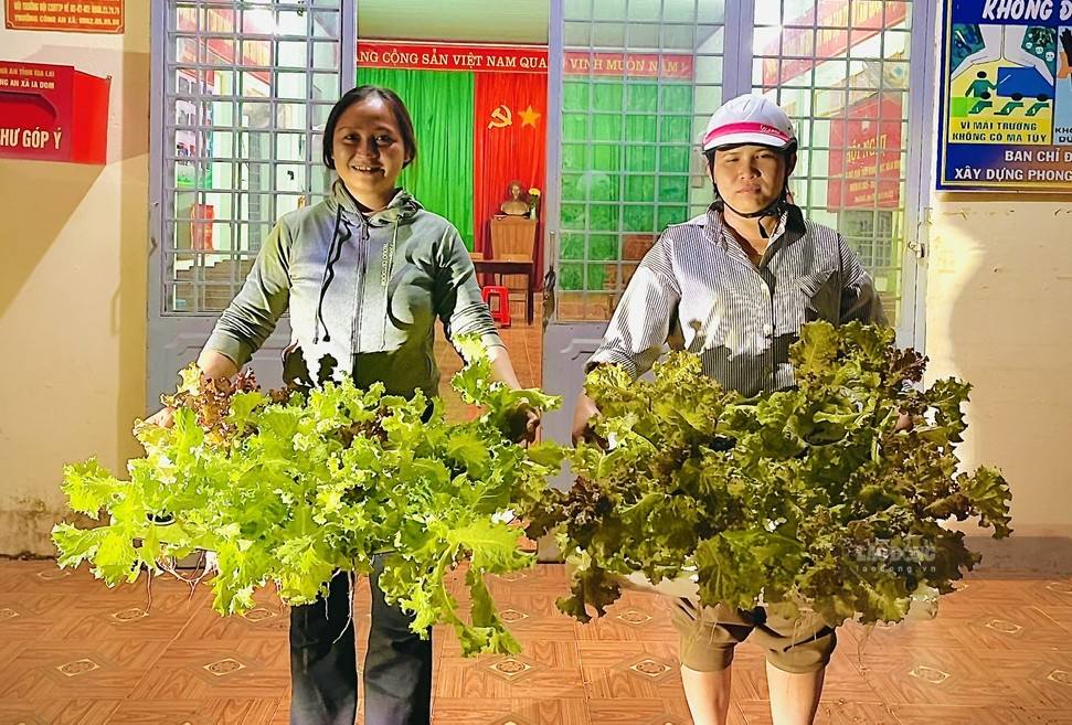 Học viên vui mừng tự nuôi trồng, học hỏi cách chăm sóc vườn rau sạch. Ảnh: Mai Vũ 