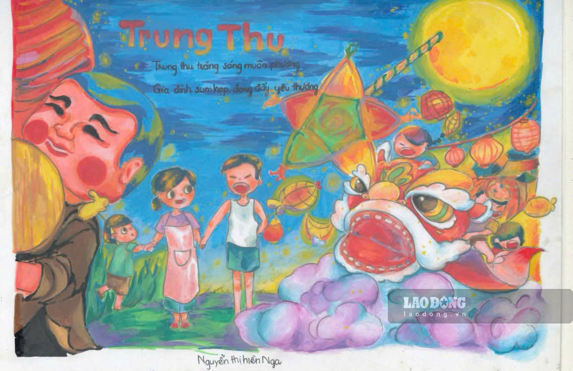 Con đoàn viên thỏa sức sáng tạo qua cuộc thi vẽ tranh Trung thu