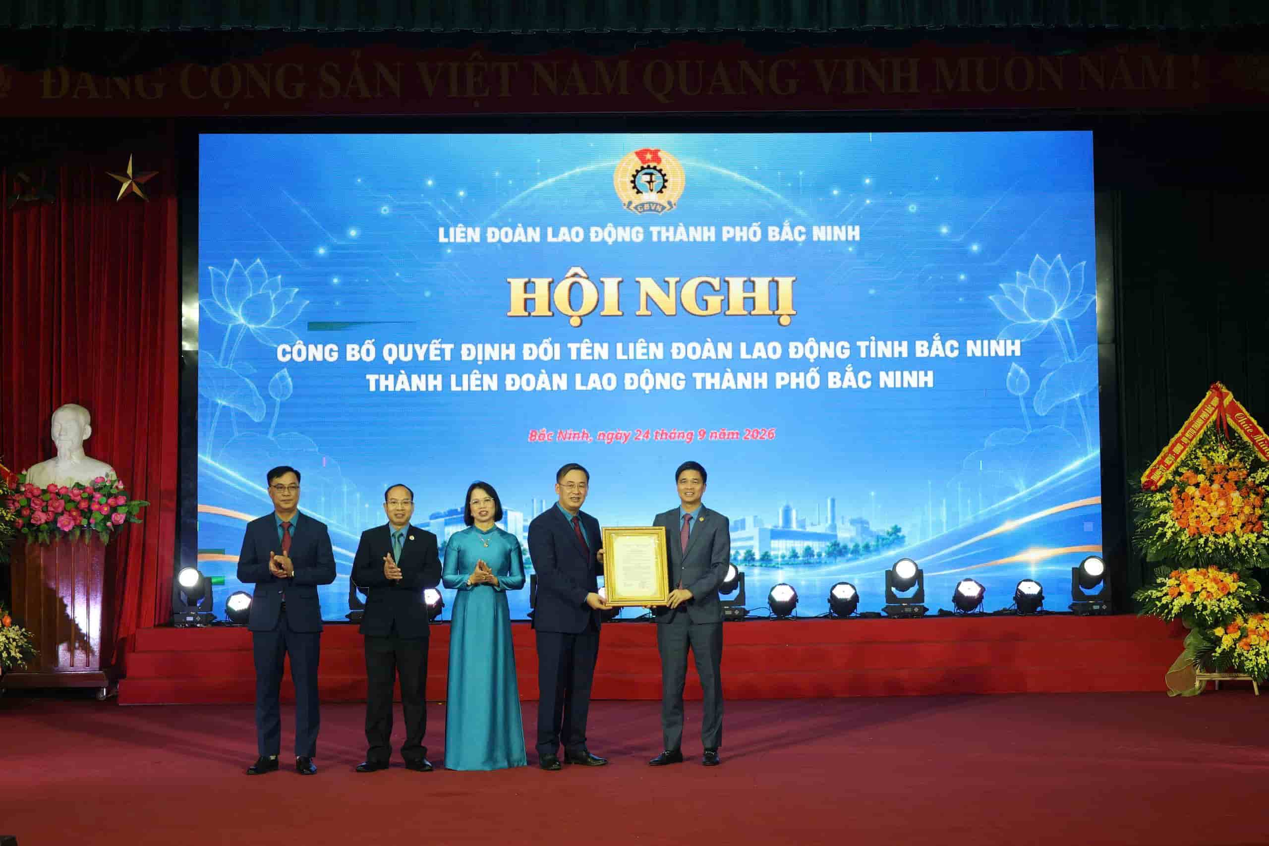 Đổi tên Liên đoàn Lao động tỉnh Bắc Ninh thành Liên đoàn Lao động thành phố Bắc Ninh