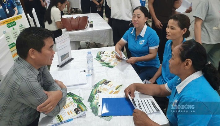 Ngày hội tư vấn và giao dịch việc làm cụm Thanh Trì năm 2026 thu hút 30 doanh nghiệp với 1.134 chỉ tiêu tuyển dụng, tuyển sinh. Ảnh: Trần Vĩ Cường