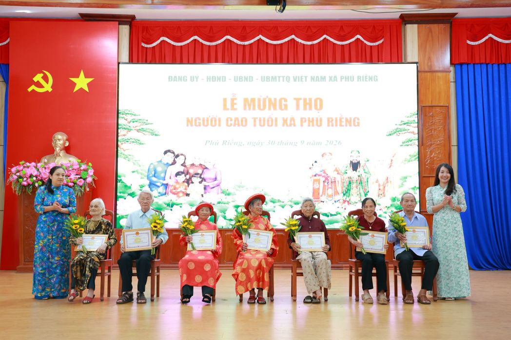 Xã Phú Riềng tổ chức lễ mừng thọ người cao tuổi năm 2026. Ảnh: UBND xã Phú Riềng