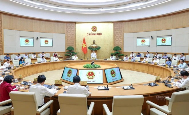 Ủy viên Bộ Chính trị, Thủ tướng Chính phủ Lê Minh Hưng chủ trì phiên họp Chính phủ thường kỳ tháng 8.2026. Ảnh: Hải Nguyễn