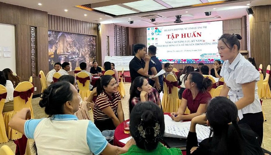 Hội LHPN tỉnh thường xuyên tổ chức các lớp tập huấn cho đội ngũ truyền thông tại cơ sở. Ảnh: Hội LHPN tỉnh Quảng Trị